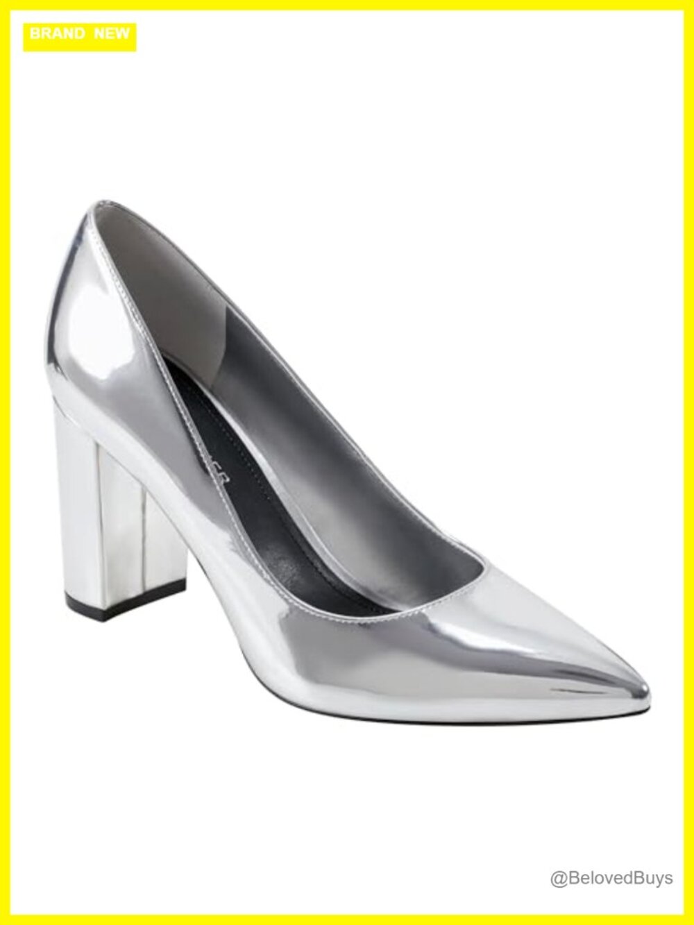Viviene Faux Leather Pointed Toe Block Heel Slip On Dress Pumps